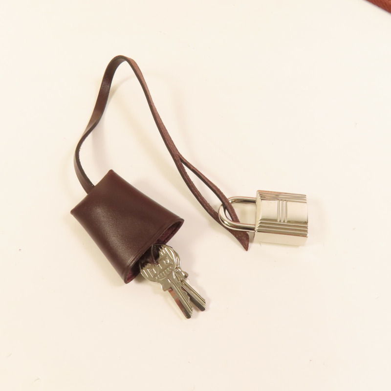 HERMES 帆布Herbag PM銀扣手挽肩背兩用袋Brique-8