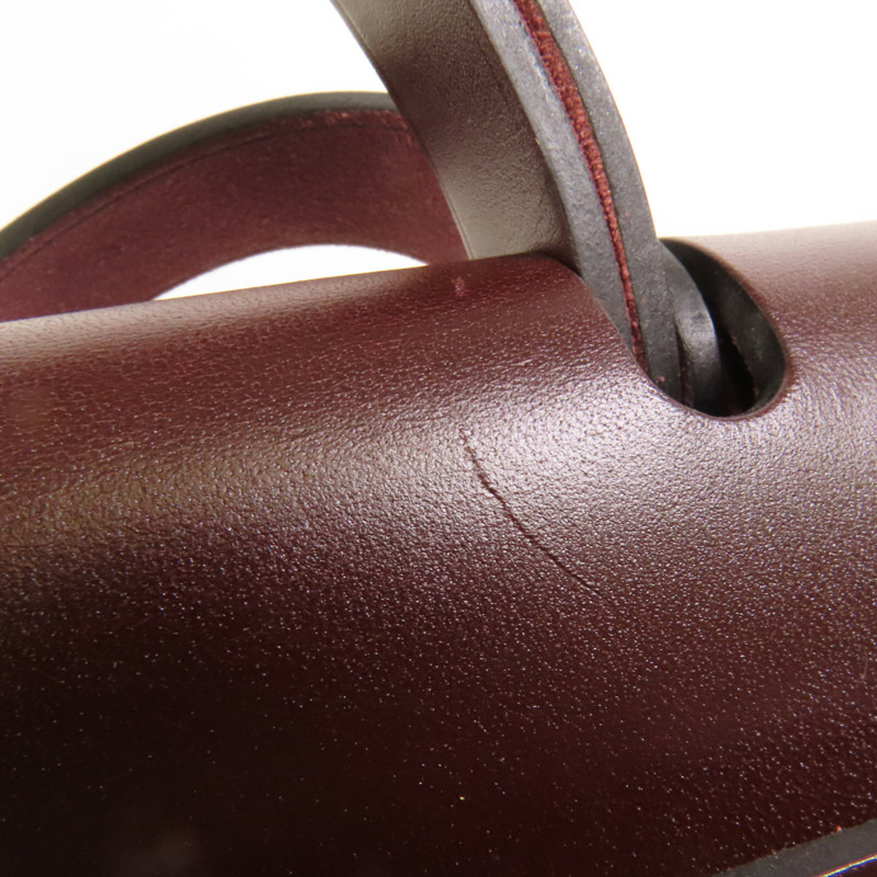 HERMES 帆布Herbag PM銀扣手挽肩背兩用袋Brique-16