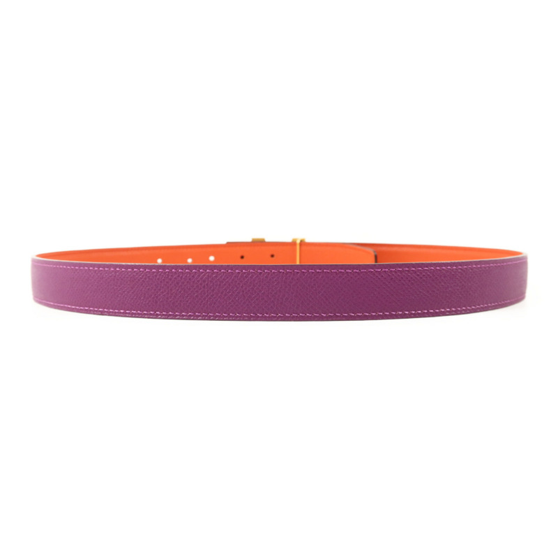 HERMES Epsom皮革H Belt金扣皮帶Anemone/Capucine-2