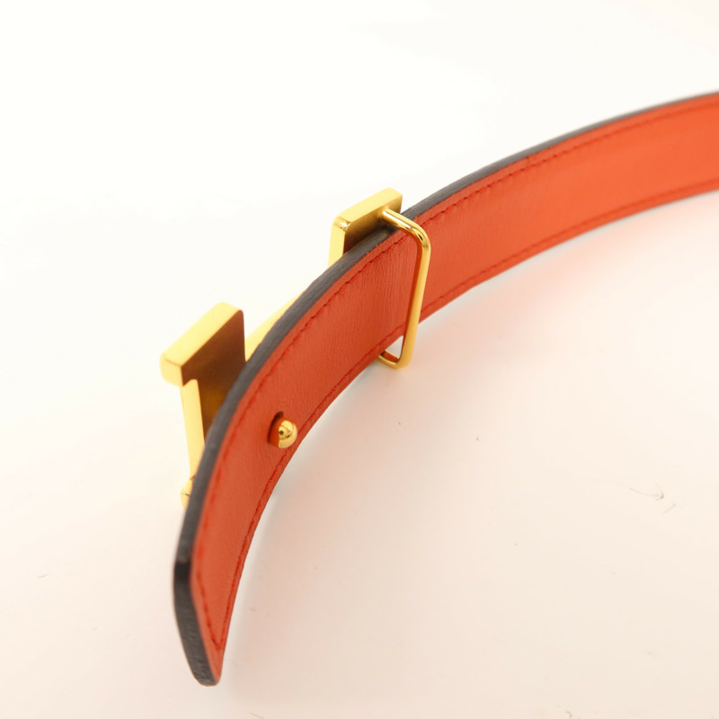 HERMES Epsom皮革H Belt金扣皮帶Anemone/Capucine-4