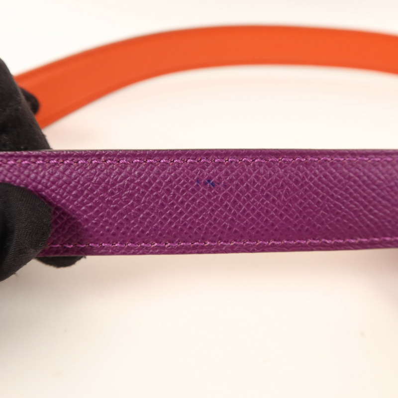 HERMES Epsom皮革H Belt金扣皮帶Anemone/Capucine-8