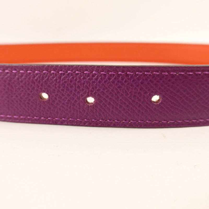 HERMES Epsom皮革H Belt金扣皮帶Anemone/Capucine-11