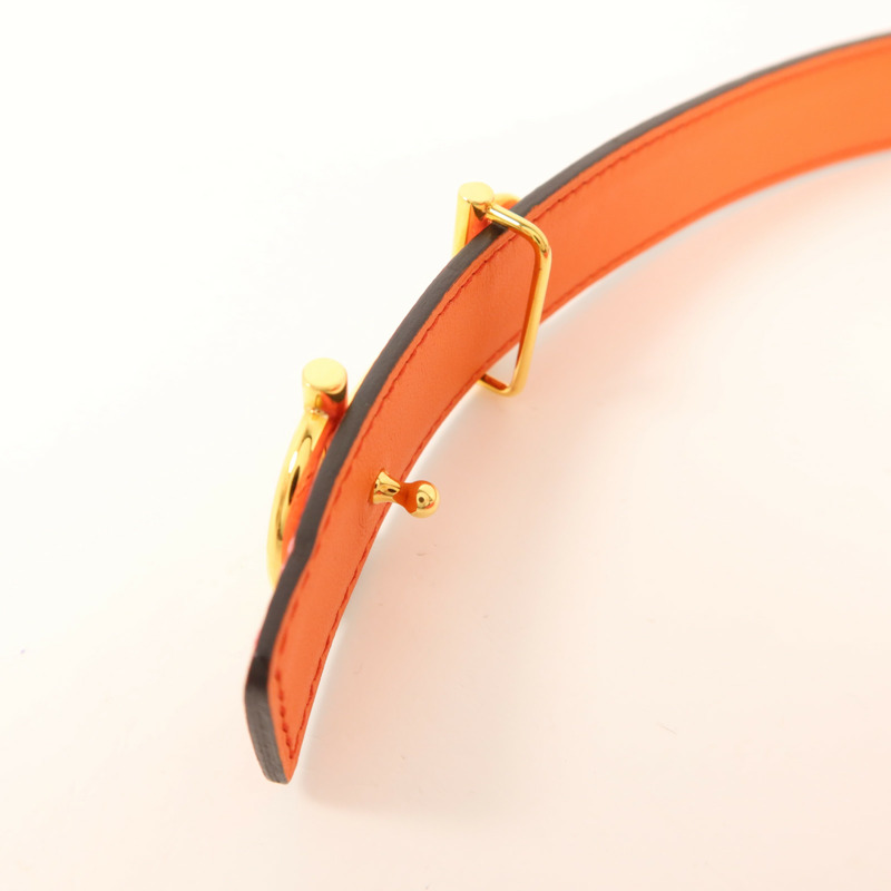 HERMES Epsom皮革Belt金扣皮帶Rose Azalee-4