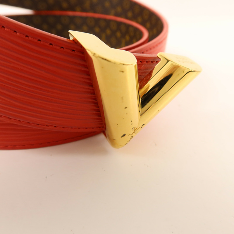 LOUIS VUITTON Epi Belt金扣皮帶-10