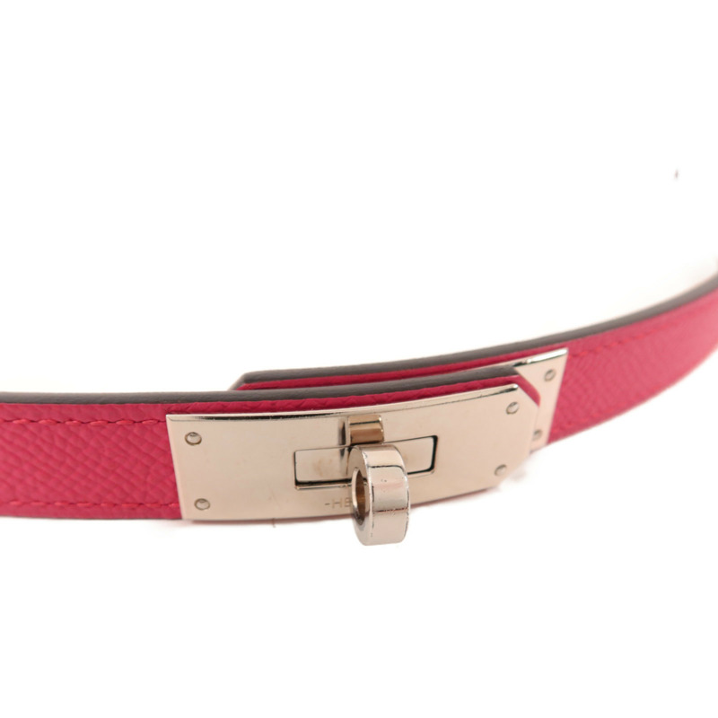 HERMES Epsom皮革Kelly Belt 18銀扣皮帶Rose Pourpre-3