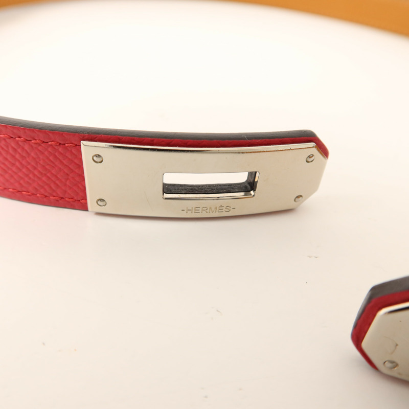 HERMES Epsom皮革Kelly Belt 18銀扣皮帶Rose Pourpre-5