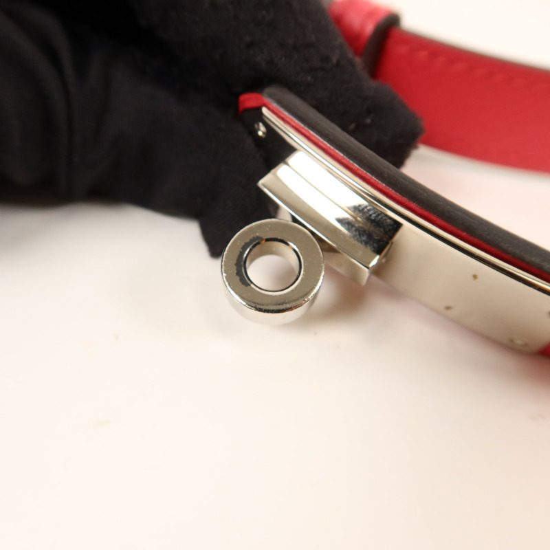 HERMES Epsom皮革Kelly Belt 18銀扣皮帶Rose Pourpre-10