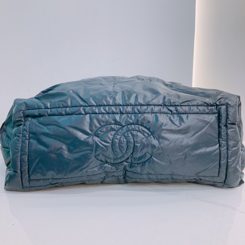 MS0594 Chanel 香奈兒 太空棉 尼龍 托特包 跣水 軍藍色 銀扣 Coco Cocoon Tote Nylon Navy x PHW-6