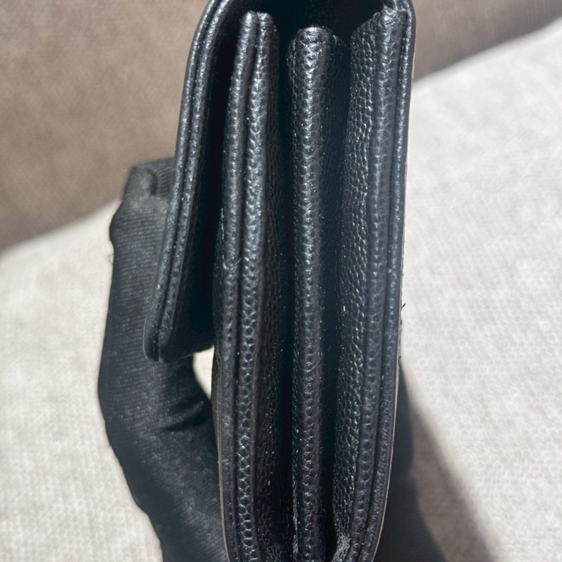 CHANEL BOY 經典菱格紋魚子醬牛黑金長夾-3