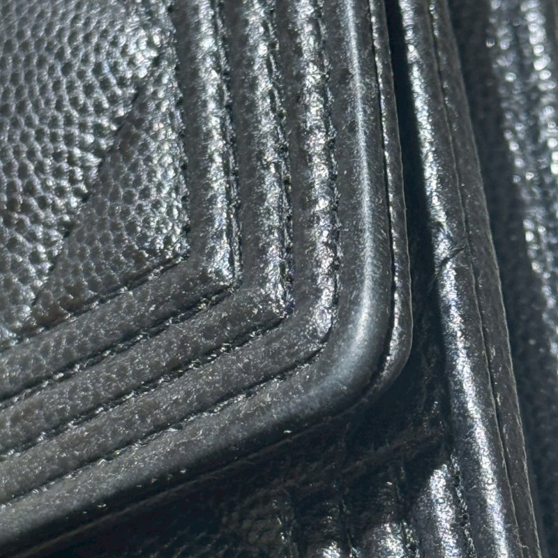 CHANEL BOY 經典菱格紋魚子醬牛黑金長夾-4