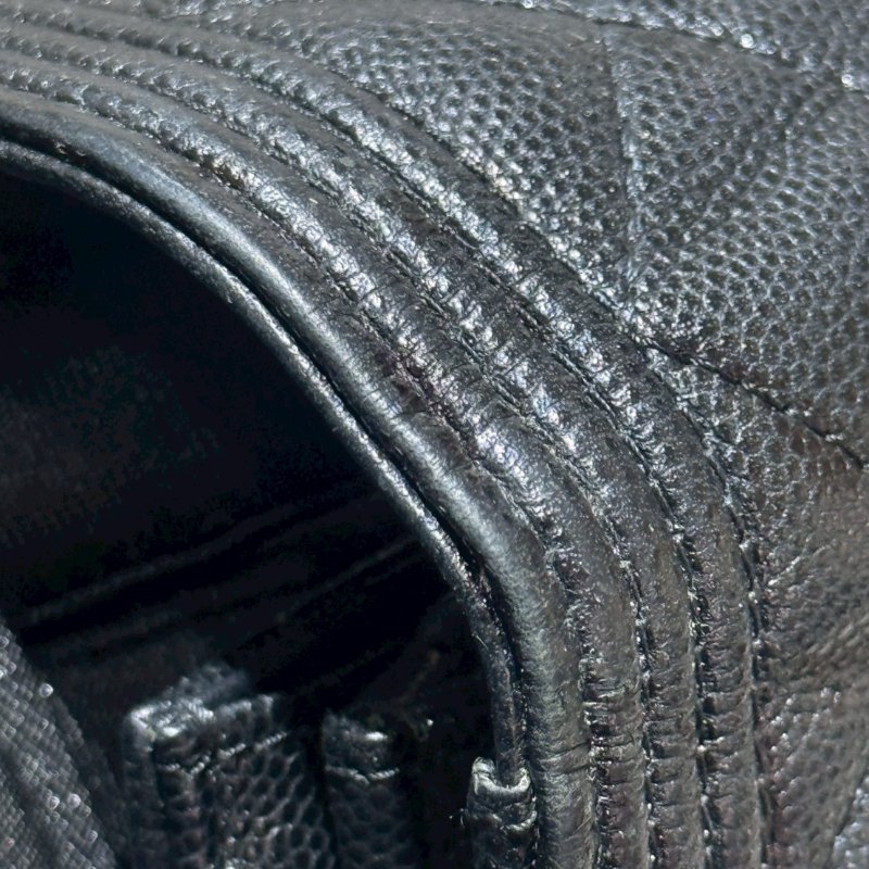 CHANEL BOY 經典菱格紋魚子醬牛黑金長夾-9