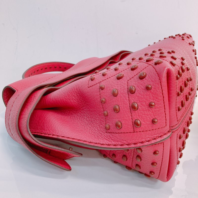 MS0595 Tod's 托德斯 豆豆風格 意大利 牛皮 手提 單肩 紫紅色 金扣 Wave Top Handle Bag Calfskin Purple x GHW-4