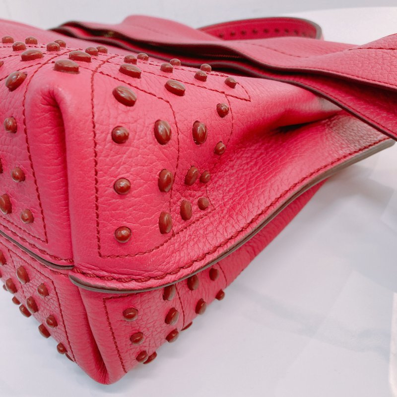 MS0595 Tod's 托德斯 豆豆風格 意大利 牛皮 手提 單肩 紫紅色 金扣 Wave Top Handle Bag Calfskin Purple x GHW-5