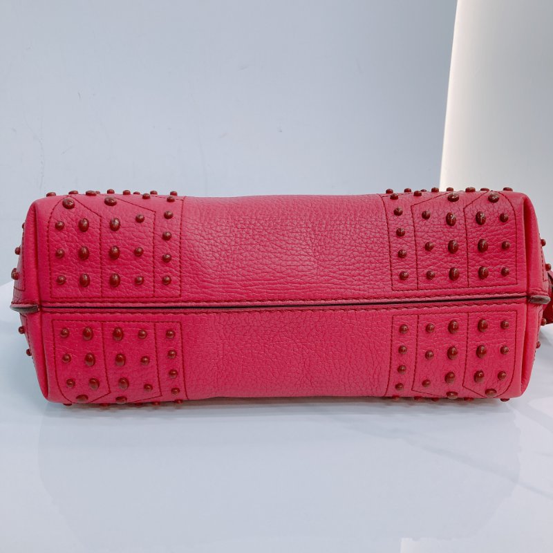 MS0595 Tod's 托德斯 豆豆風格 意大利 牛皮 手提 單肩 紫紅色 金扣 Wave Top Handle Bag Calfskin Purple x GHW-6