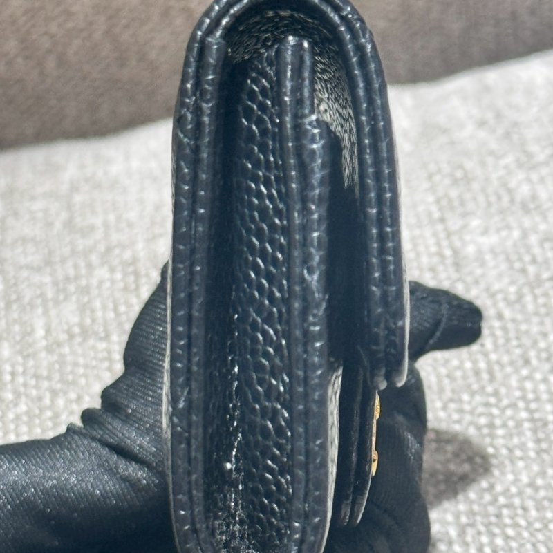 CHANEL 魚子醬牛皮黑金卡片夾-4