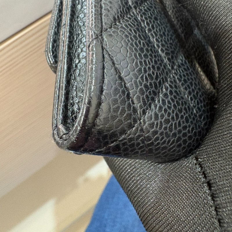 CHANEL 魚子醬牛皮黑金卡片夾-7