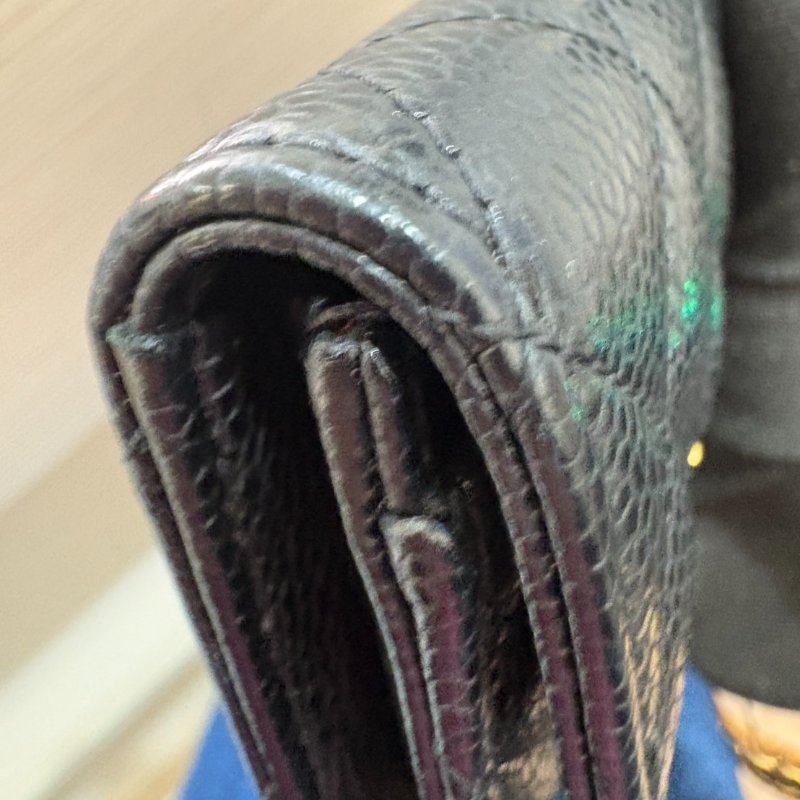 CHANEL 魚子醬牛皮黑金卡片夾-9