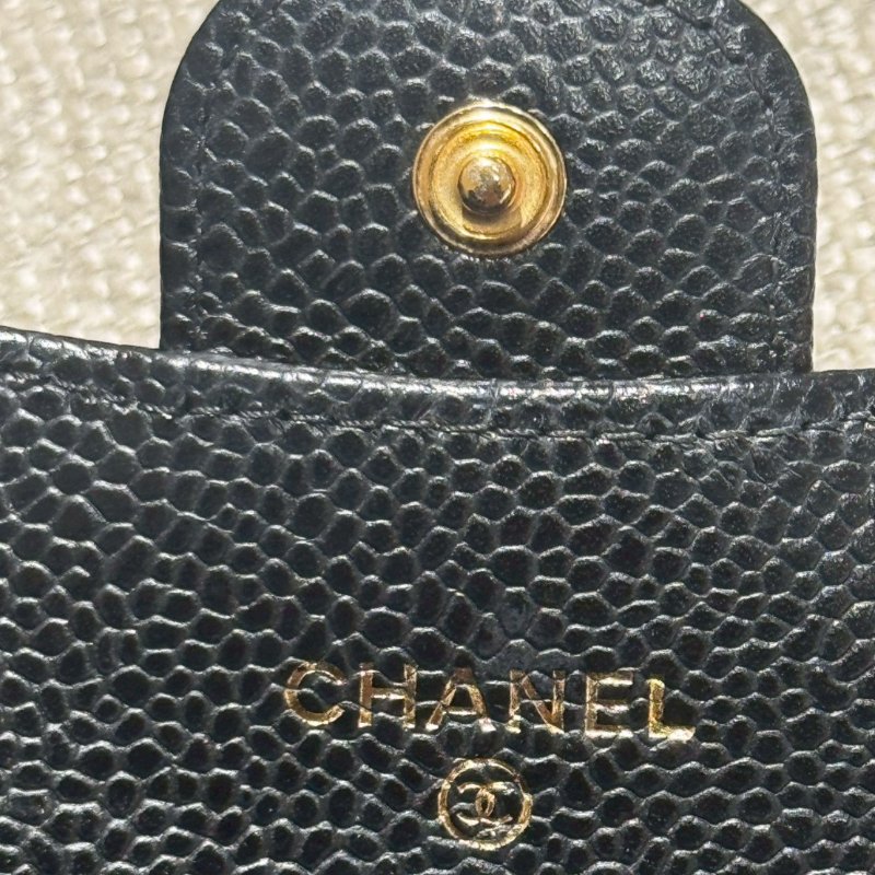 CHANEL 魚子醬牛皮黑金卡片夾-15