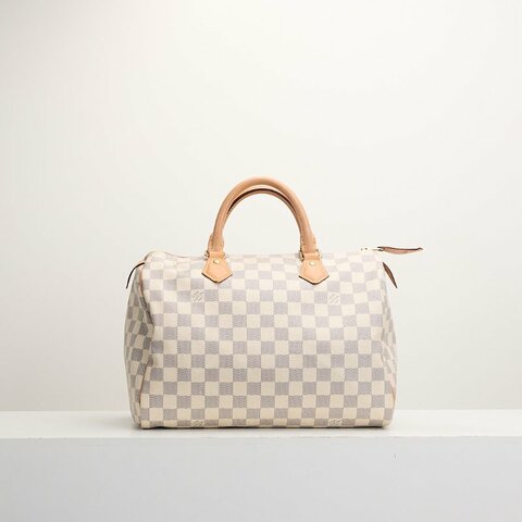 二手Lv Speedy 30 白棋盤格手提款