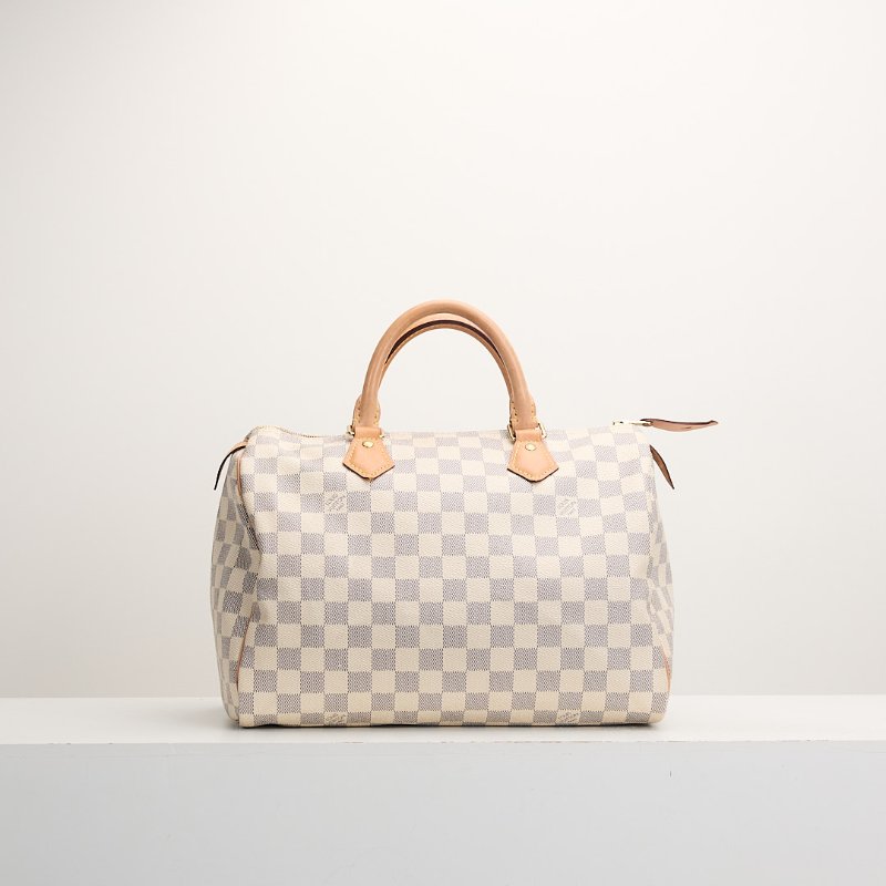 二手Lv Speedy 30 白棋盤格手提款-0