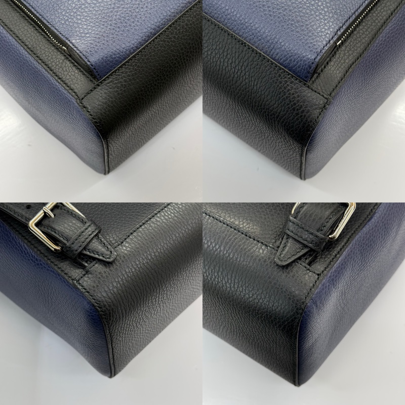 GUCCI 古馳 黑色拼藍色牛皮後背包 406364-4