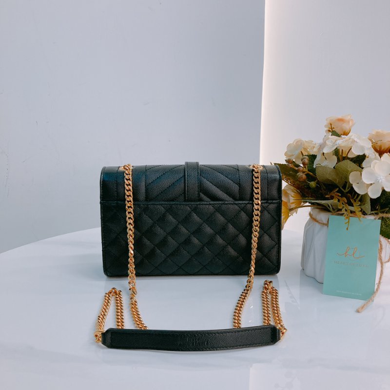 MS0596 Saint Laurent 聖羅蘭 信封袋 小號 顆粒牛皮 斜背 單肩 腋下 黑色 金扣 YSL Envelope Small Grained Calfskin Black x GHW-1