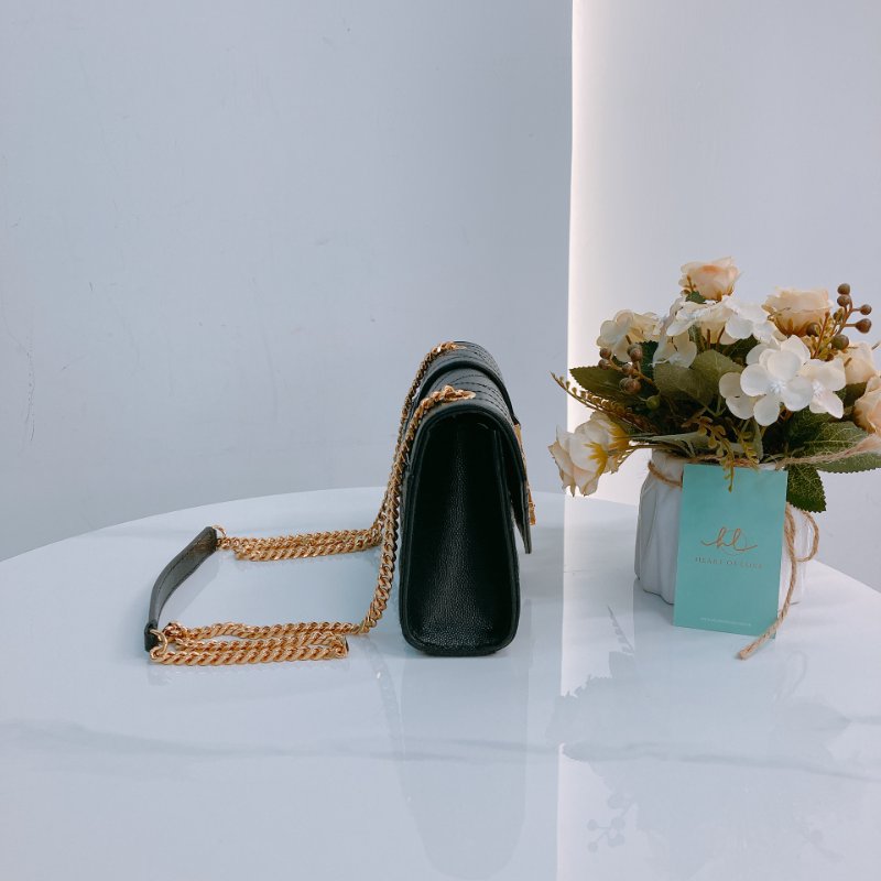 MS0596 Saint Laurent 聖羅蘭 信封袋 小號 顆粒牛皮 斜背 單肩 腋下 黑色 金扣 YSL Envelope Small Grained Calfskin Black x GHW-2