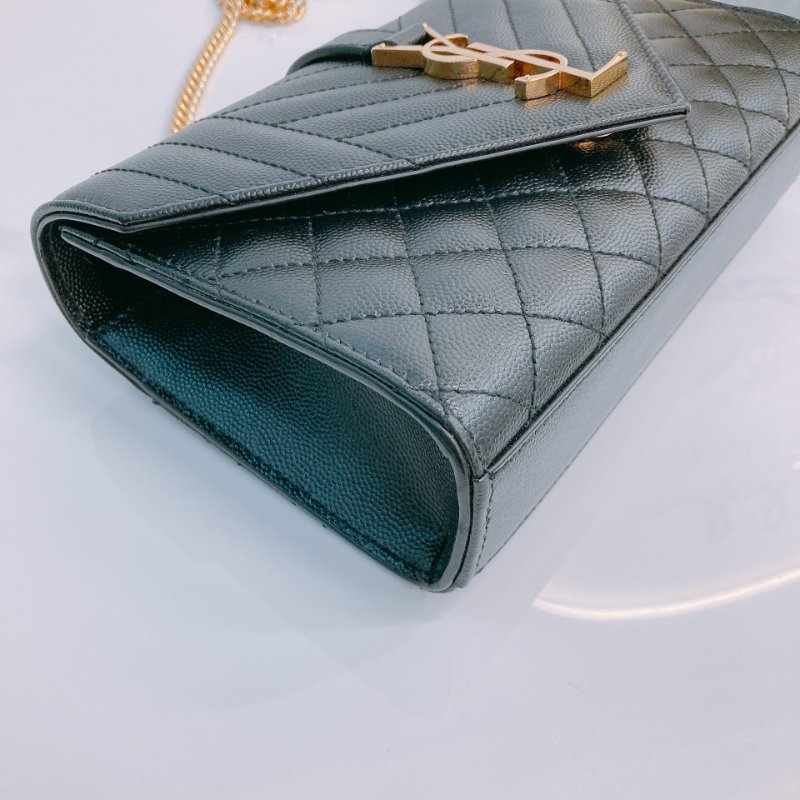 MS0596 Saint Laurent 聖羅蘭 信封袋 小號 顆粒牛皮 斜背 單肩 腋下 黑色 金扣 YSL Envelope Small Grained Calfskin Black x GHW-5