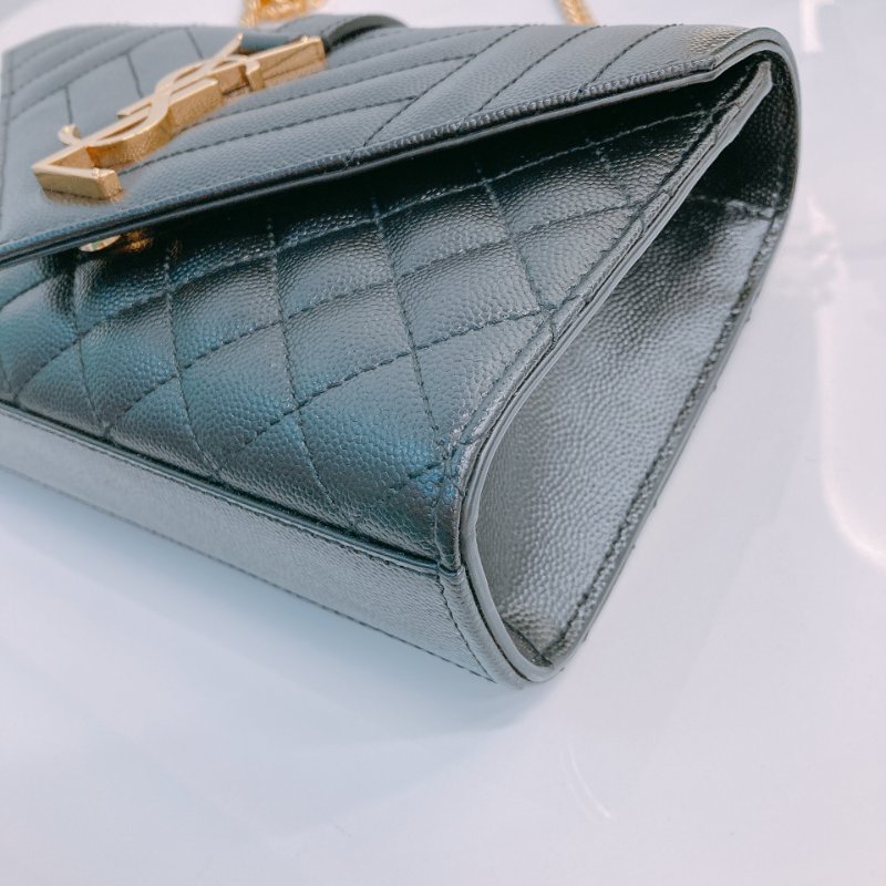 MS0596 Saint Laurent 聖羅蘭 信封袋 小號 顆粒牛皮 斜背 單肩 腋下 黑色 金扣 YSL Envelope Small Grained Calfskin Black x GHW-6