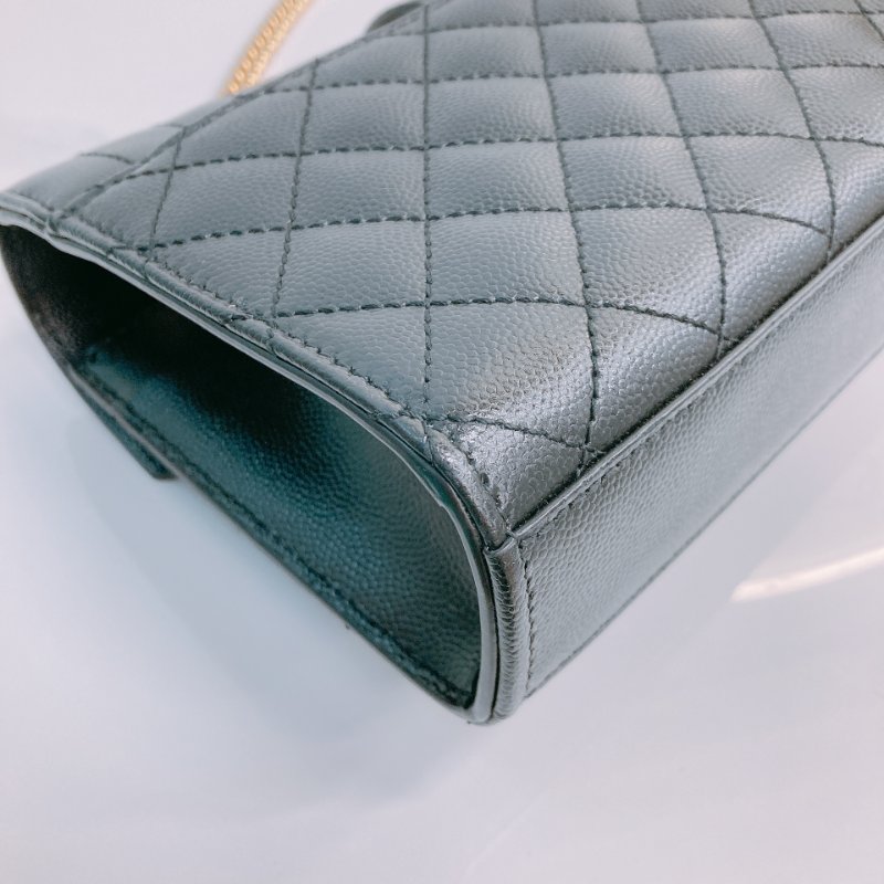 MS0596 Saint Laurent 聖羅蘭 信封袋 小號 顆粒牛皮 斜背 單肩 腋下 黑色 金扣 YSL Envelope Small Grained Calfskin Black x GHW-7