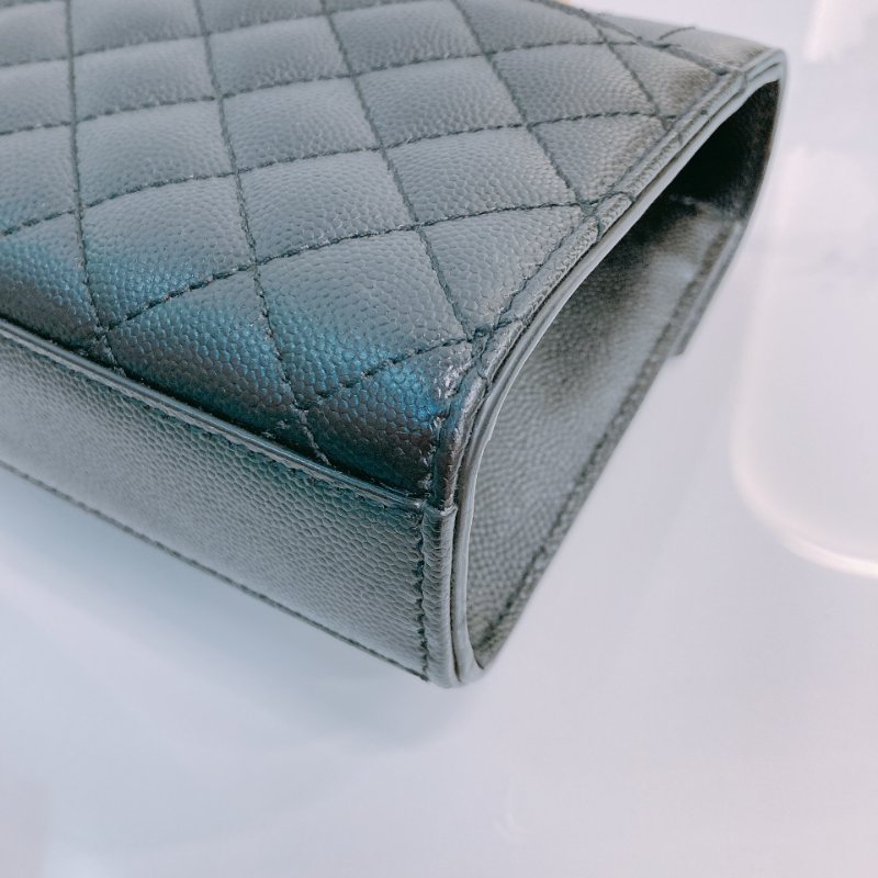 MS0596 Saint Laurent 聖羅蘭 信封袋 小號 顆粒牛皮 斜背 單肩 腋下 黑色 金扣 YSL Envelope Small Grained Calfskin Black x GHW-8