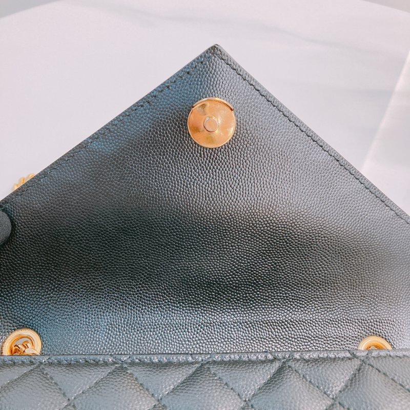 MS0596 Saint Laurent 聖羅蘭 信封袋 小號 顆粒牛皮 斜背 單肩 腋下 黑色 金扣 YSL Envelope Small Grained Calfskin Black x GHW-12
