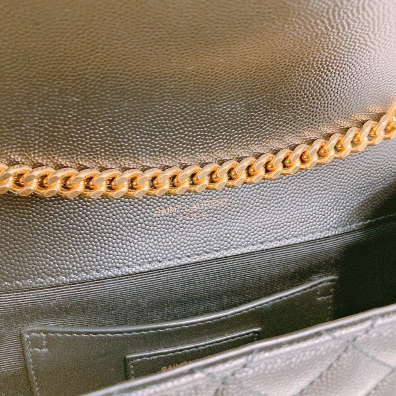 MS0596 Saint Laurent 聖羅蘭 信封袋 小號 顆粒牛皮 斜背 單肩 腋下 黑色 金扣 YSL Envelope Small Grained Calfskin Black x GHW-14