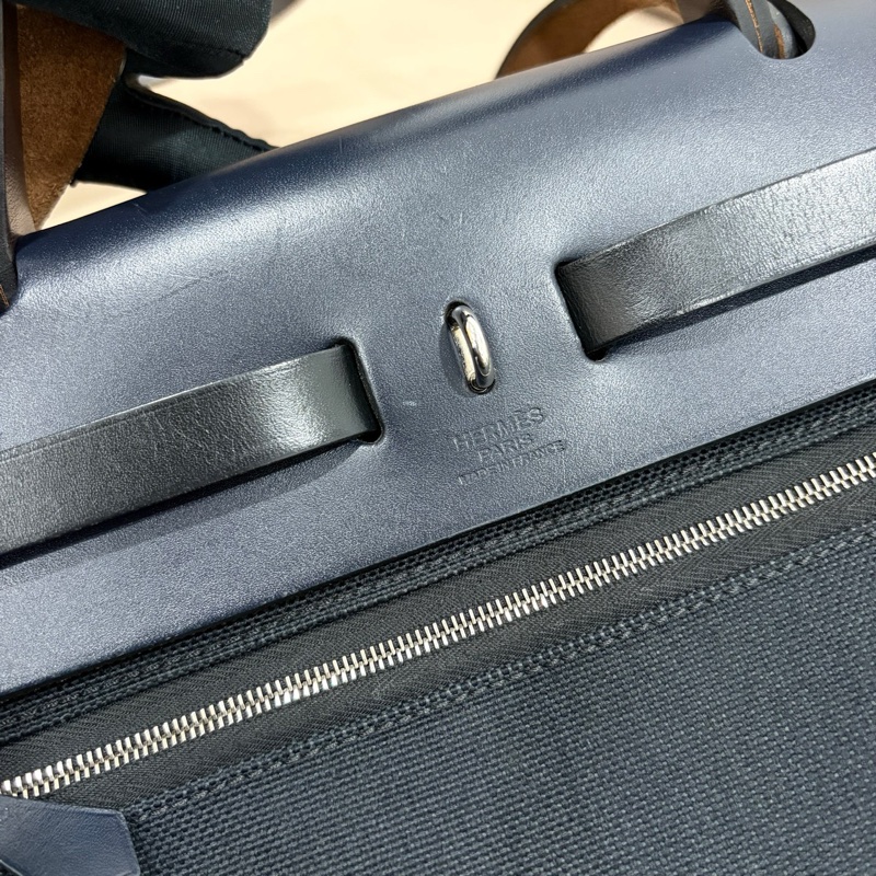 愛馬仕herbag31 黑藍粽三拼色 有子袋 鑰匙 鎖。-6