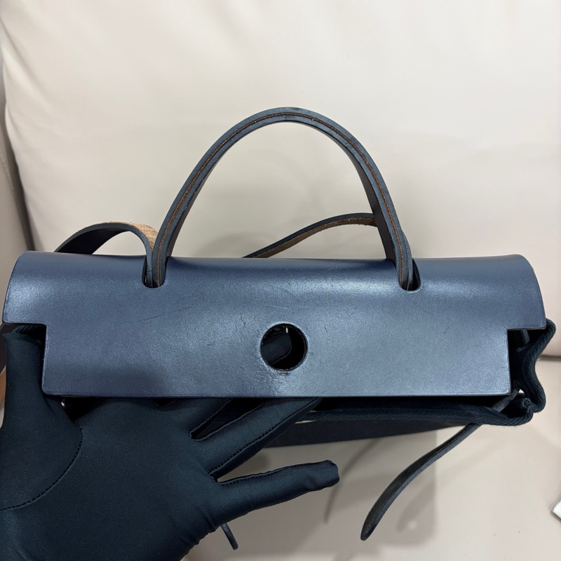 愛馬仕herbag31 黑藍粽三拼色 有子袋 鑰匙 鎖。-7
