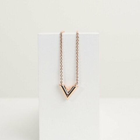 二手Lv Essential V字項鍊 玫瑰金