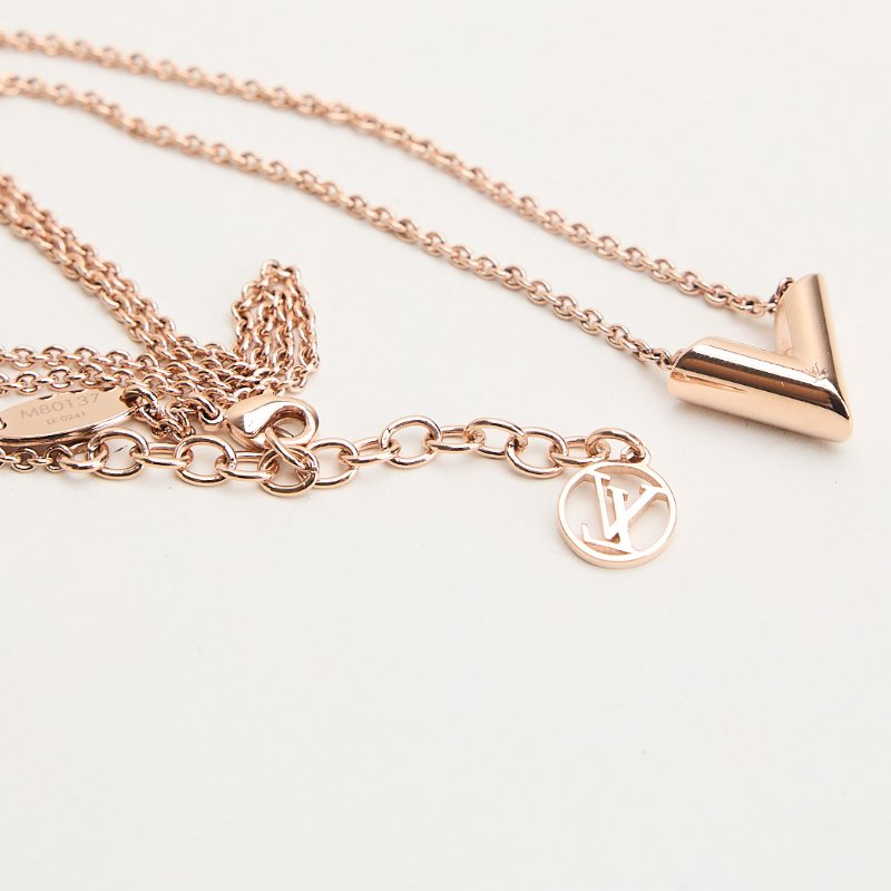 二手Lv Essential V字項鍊 玫瑰金-2