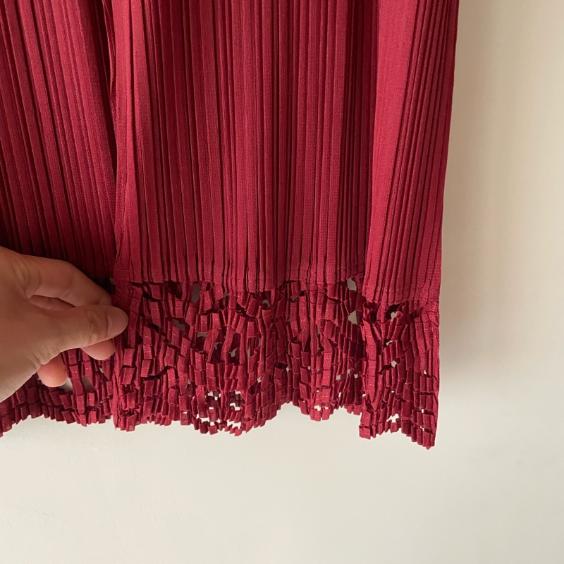 ▪️富貴選物FUGUEI▪️PP 三宅一生 磚紅色 蕾絲雕花 寬褲-5