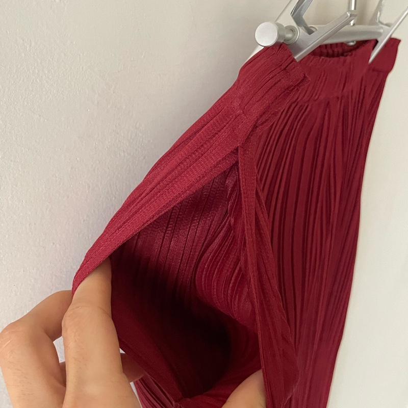 ▪️富貴選物FUGUEI▪️PP 三宅一生 磚紅色 蕾絲雕花 寬褲-7