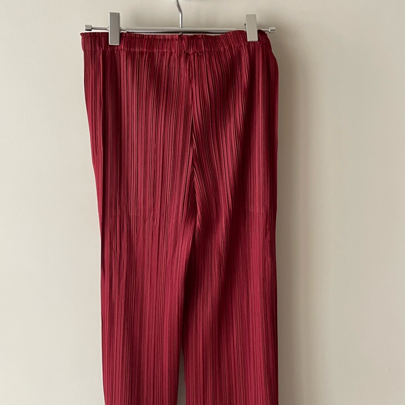 ▪️富貴選物FUGUEI▪️PP 三宅一生 磚紅色 蕾絲雕花 寬褲-9