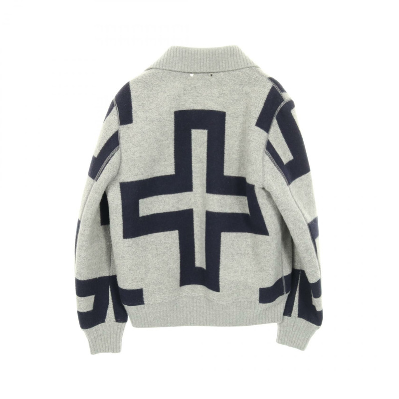 路易威登 Anaplana 冬季體育場夾克 其他羊毛羊絨灰色海軍藍灰色 男士二手-1