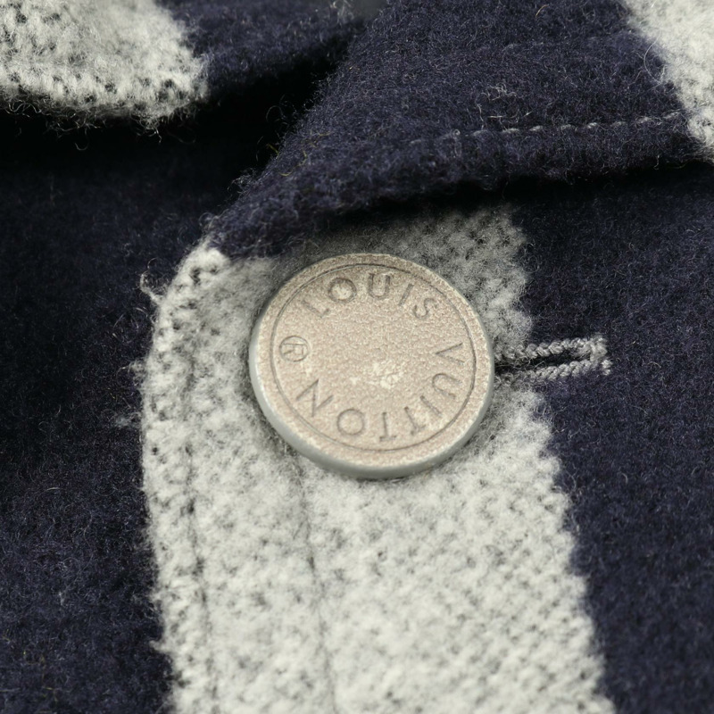 路易威登 Anaplana 冬季體育場夾克 其他羊毛羊絨灰色海軍藍灰色 男士二手-6