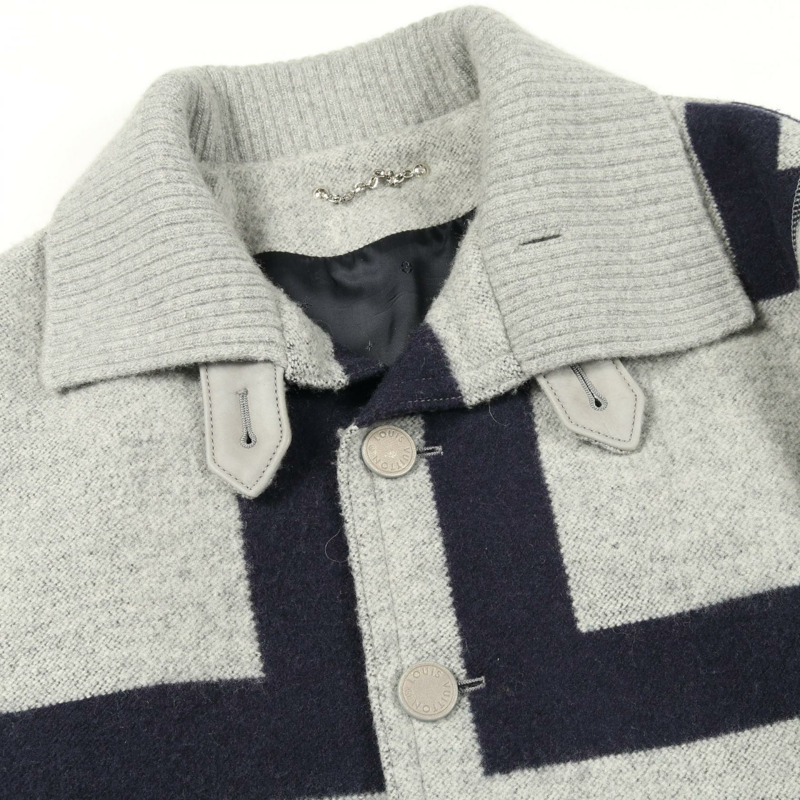 路易威登 Anaplana 冬季體育場夾克 其他羊毛羊絨灰色海軍藍灰色 男士二手-8