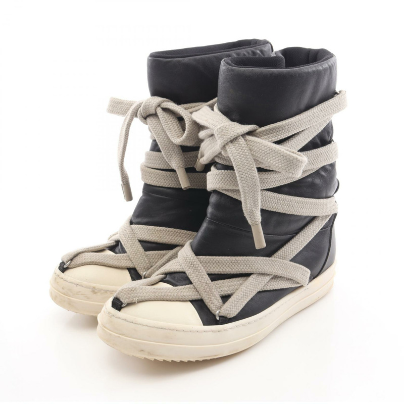 Rick Owens Jumbo 羽絨靴,黑色真皮,#40,二手男款-0