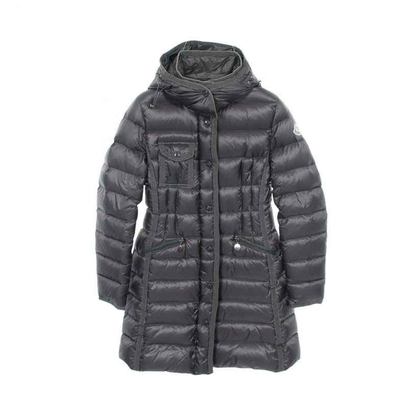 MONCLER HERMINE 帶帽羽絨外套 尼龍灰色 #0 二手女款-0