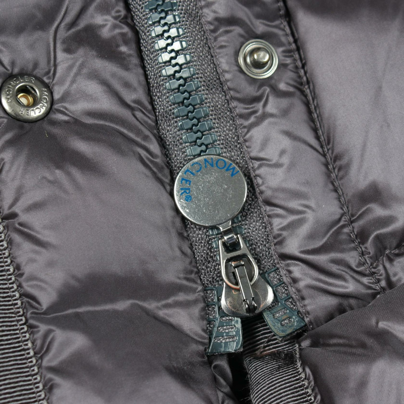 MONCLER HERMINE 帶帽羽絨外套 尼龍灰色 #0 二手女款-9