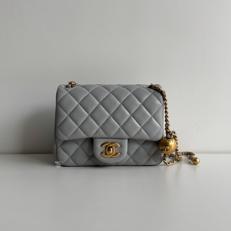 99新🆕 Chanel 香奈兒 金球方胖子 灰色金釦-0