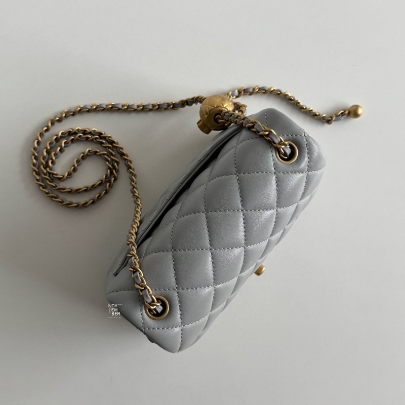 99新🆕 Chanel 香奈兒 金球方胖子 灰色金釦-2