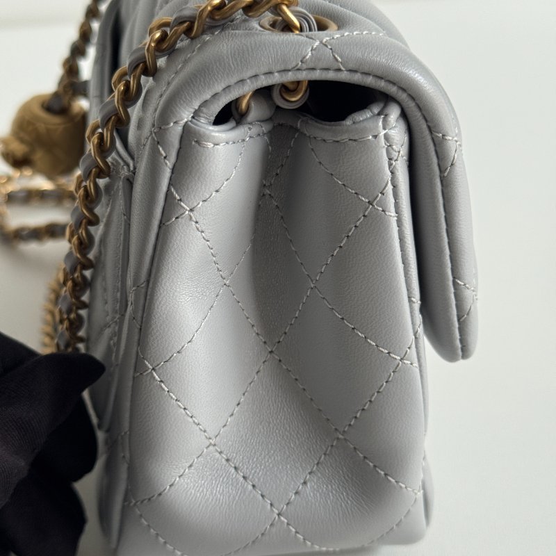 99新🆕 Chanel 香奈兒 金球方胖子 灰色金釦-7