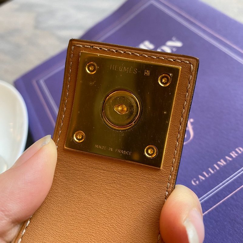 Hermes 愛馬仕 Creneau 手鐲 黑色 皮革 18k 鍍金黃銅 金色-3